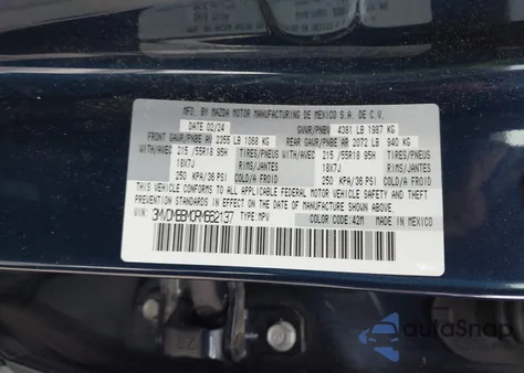 2024 Mazda Cx-30 2.5 S Select Sport z USA, uszkodzony, nr VIN 3MVDMBBM0RM662137